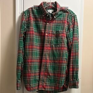 GAP Men's Flannel Green and Red Plaid Button-Down Shirt